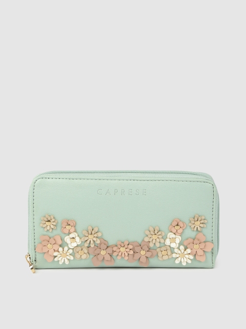 

Caprese Women Mint Green Embellished PERU Zip Around Wallet