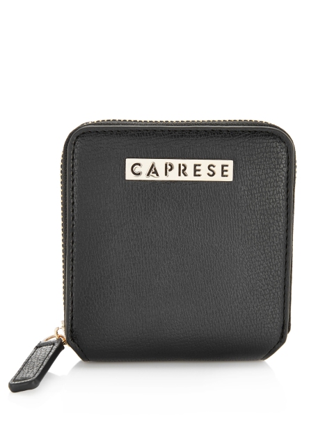 

Caprese Women Black Textured ARIEL Zip Around Wallet