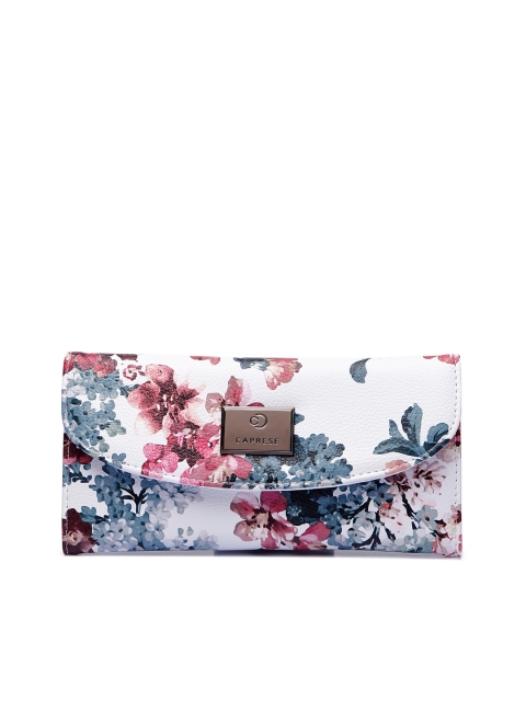 

Caprese Women White & Blue Printed Three Fold Wallet