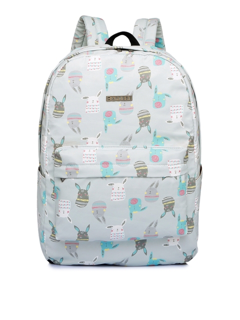

Caprese Women Grey & Blue Graphic Backpack