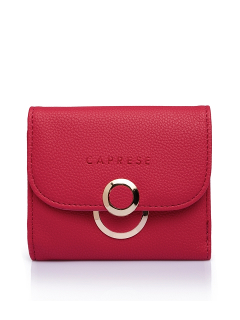 

Caprese Women Pink Solid Three Fold Wallet