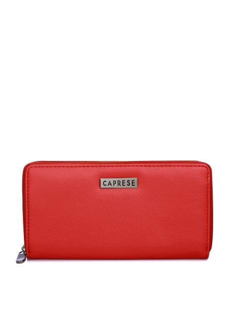 

Caprese Women Red Solid Zip Around Wallet