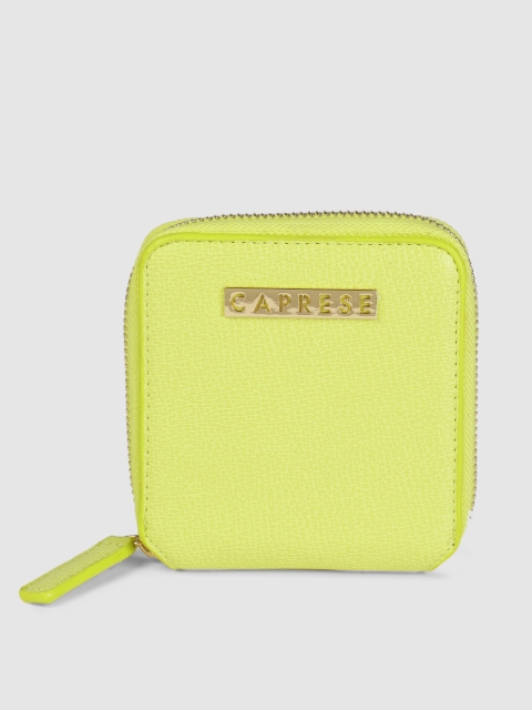 

Caprese Women Yellow Textured ARIEL Zip Around Wallet