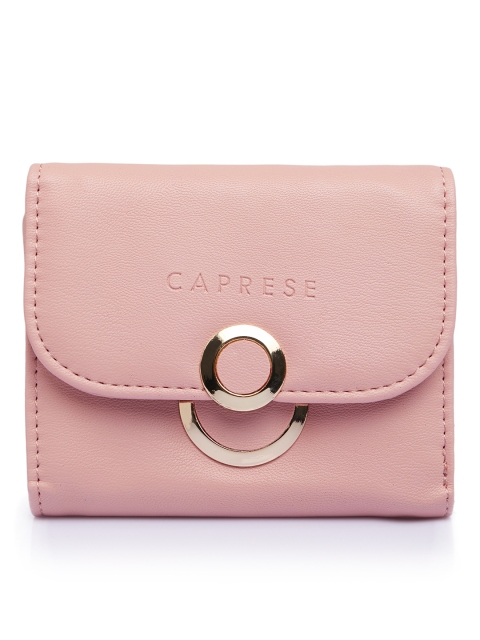 

Caprese Women Pink Solid Three Fold Wallet