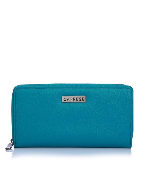 

Caprese Women Blue Solid Zip Around Wallet