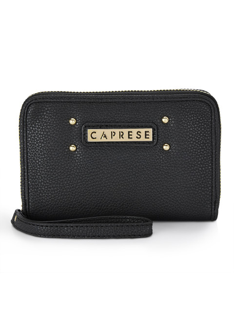 

Caprese Women Black Solid Zip Around Wallet