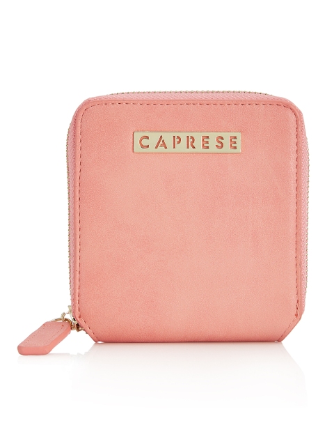 

Caprese Women Pink Solid Zip Around Wallet