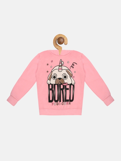 

Lazy Shark Girls Pink Printed Hooded Sweatshirt