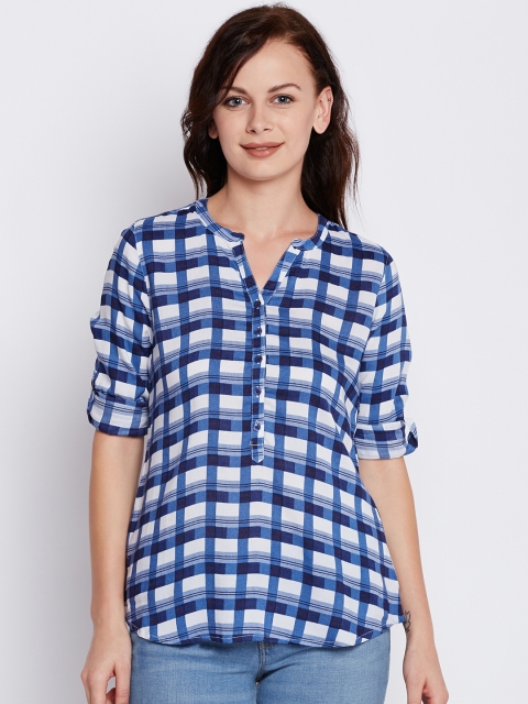 

Fame Forever by Lifestyle Women Blue Checked Shirt Style Top