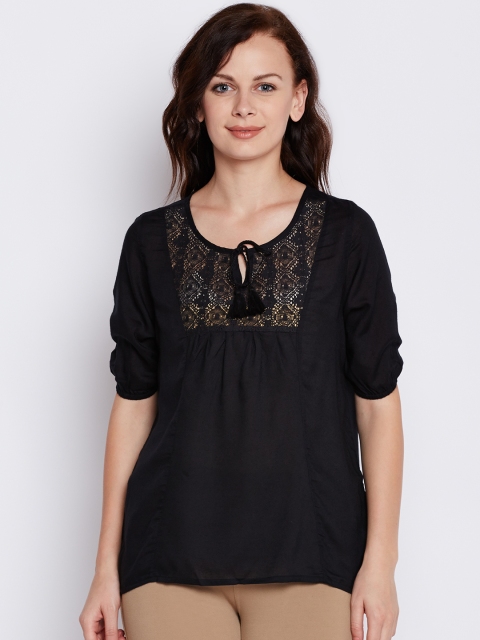 

Fame Forever by Lifestyle Women Black Solid Top