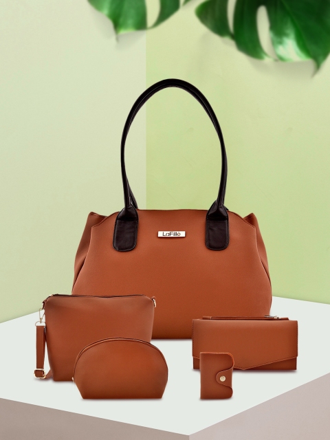 

LaFille Tan Solid Shoulder Bag with P
