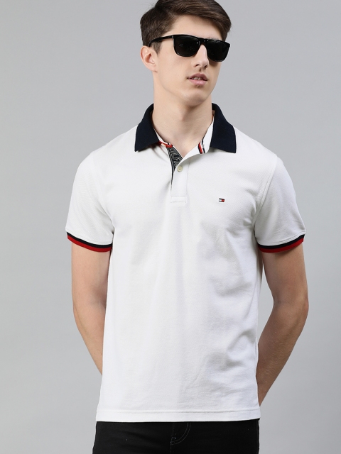 

Tommy Hilfiger Men White Solid Polo Collar T-shirt