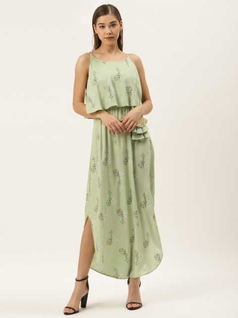 

MABISH by Sonal Jain Women Sea Green & Golden Printed Maxi Dress