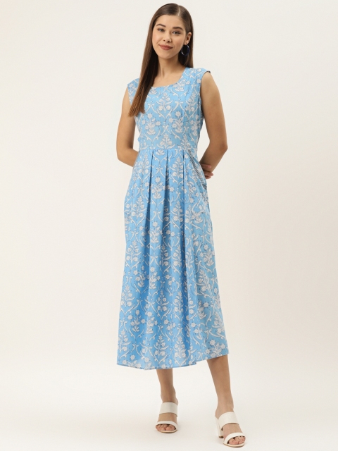 

MABISH by Sonal Jain Women Blue & White Printed A-Line Dress
