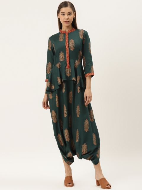 

MABISH by Sonal Jain Women Green & Red Printed Drop Crotch Jumpsuit
