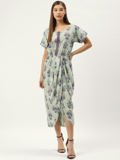 

MABISH by Sonal Jain Women Green & Black Block Print Cowl Dress