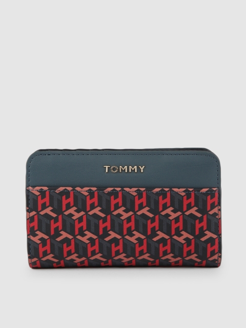 

Tommy Hilfiger Women Navy Blue & Red Printed Zip Around Wallet