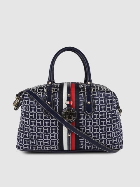 

Tommy Hilfiger Navy Blue & White JADEN JACQUARD Printed Handheld Bag