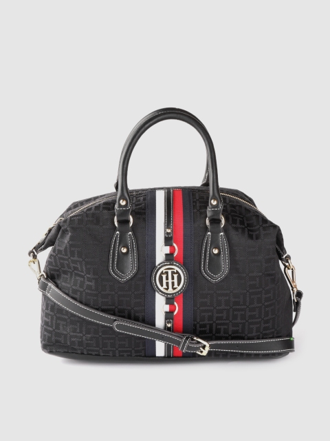 

Tommy Hilfiger Black & Brand Logo Woven Design Handheld Bag