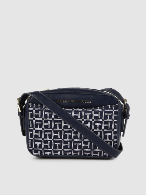 

Tommy Hilfiger Navy Blue & White Printed Sling Bag