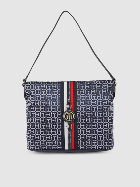 

Tommy Hilfiger Navy Blue & White JADEN JACQUARD Printed Handheld Bag