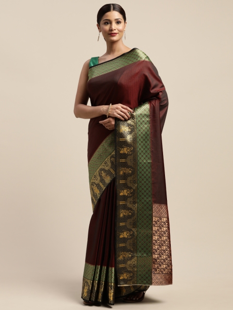 

Mitera Coffee Brown Woven Design Silk Blend Saree