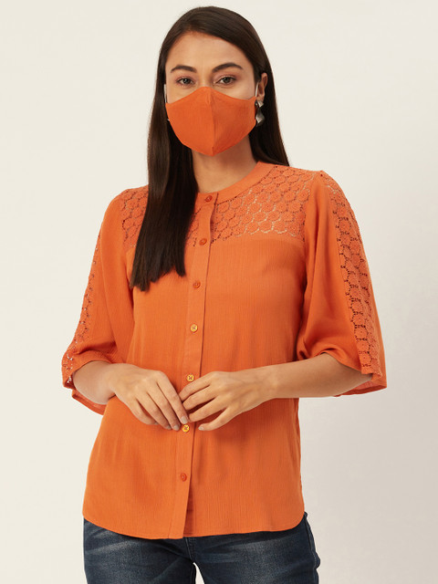 

DIVA WALK EXCLUSIVE Women Rust Orange Solid Shirt Style Top