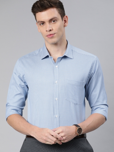 

Park Avenue Men Blue & White Slim Fit Self Design Formal Shirt