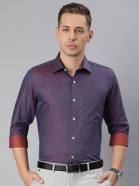 

Raymond Men Violet & Brown Slim Fit Self Design Formal Shirt