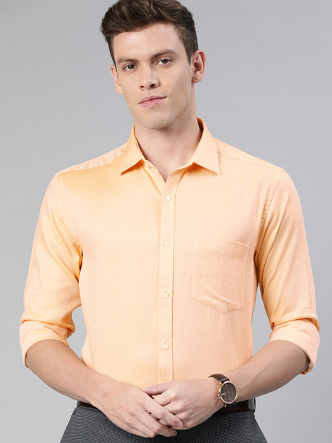 

Park Avenue Men Orange & White Slim Fit Self Design Formal Shirt