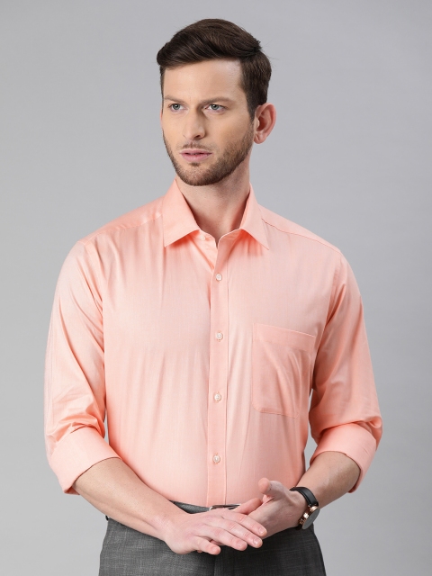 

Raymond Men Peach-Coloured Pure Cotton Slim Fit Solid Formal Shirt