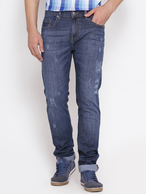 

American Swan Navy Washed Slim Stretchable Jeans, Navy blue