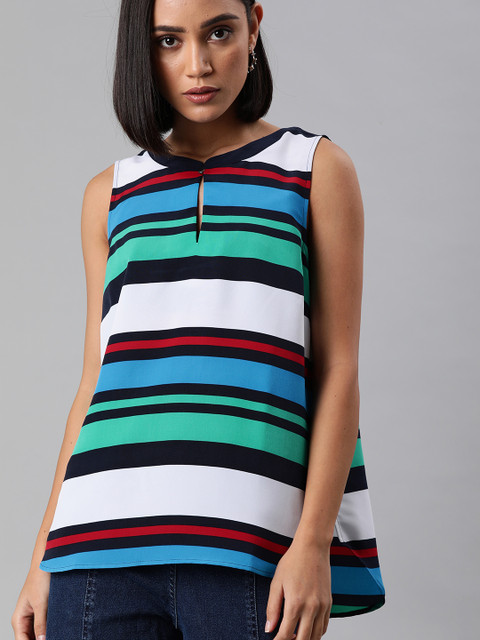 

Tommy Hilfiger Women Multicoloured Striped KEATON A-Line Top, Multi