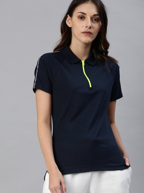 

Tommy Hilfiger Sport Women Navy Blue Solid Polo Collar T-shirt