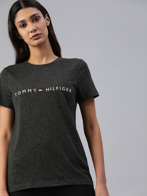 

Tommy Hilfiger Women Black Embroidered Round Neck T-shirt