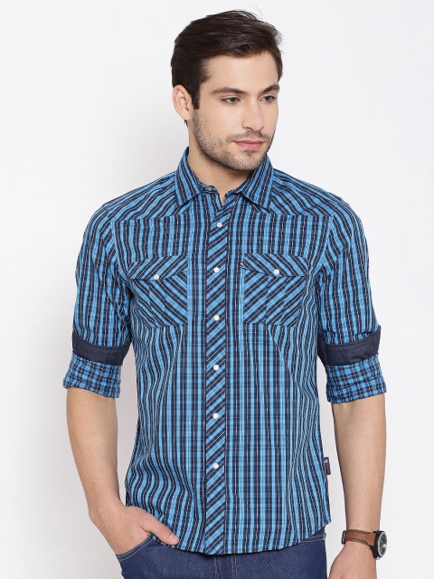 

American Swan Blue Checked Smart Fit Casual Shirt