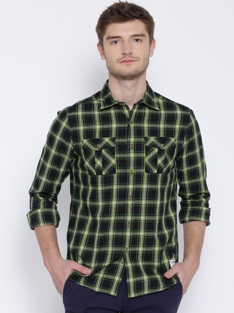 

American Swan Black Checked Smart Fit Casual Shirt
