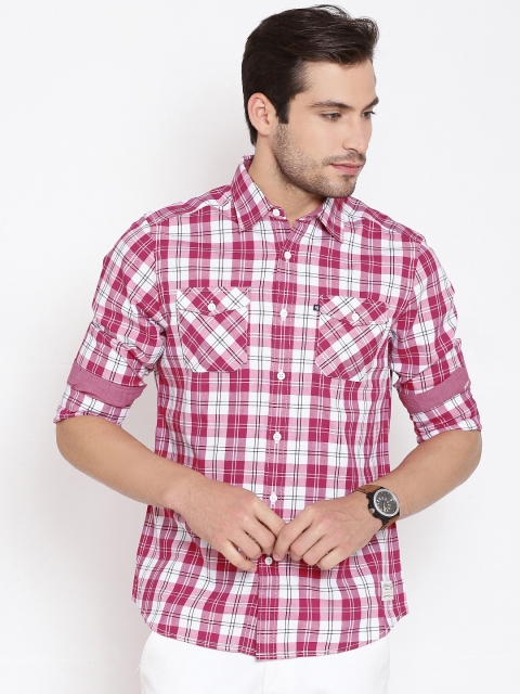 

American Swan Pink Checked Smart Fit Casual Shirt