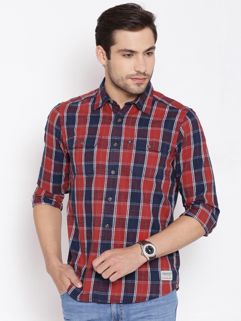 

American Swan Red Checked Smart Fit Casual Shirt