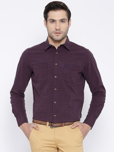 

American Swan Burgundy Checked Smart Fit Smart Casual Shirt