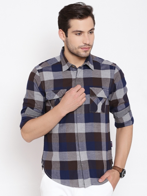 

American Swan Grey & Navy Checked Casual Shirt