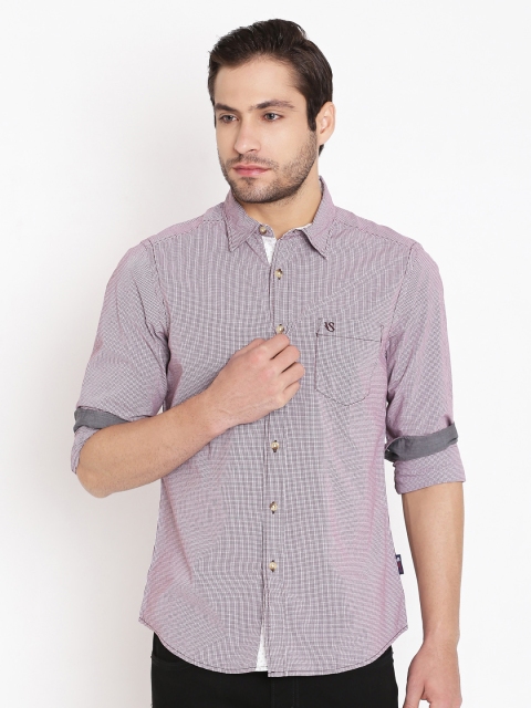 

American Swan Burgundy Checked Smart Casual Shirt