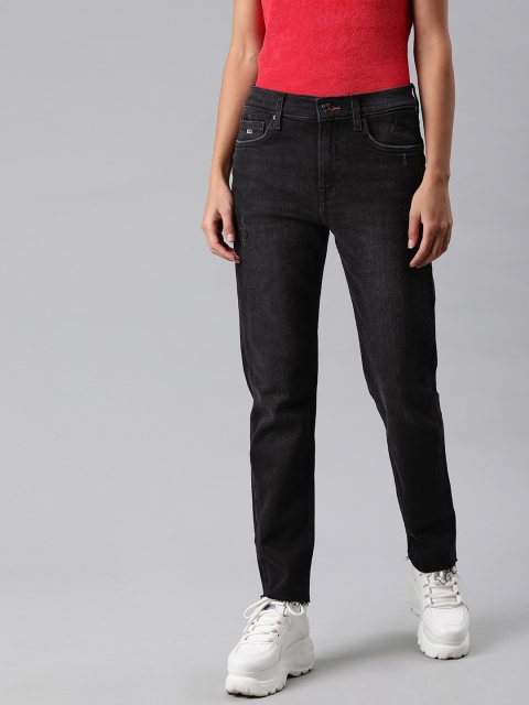 

Tommy Hilfiger Women Black Slim Fit High-Rise Low Distress Stretchable Jeans