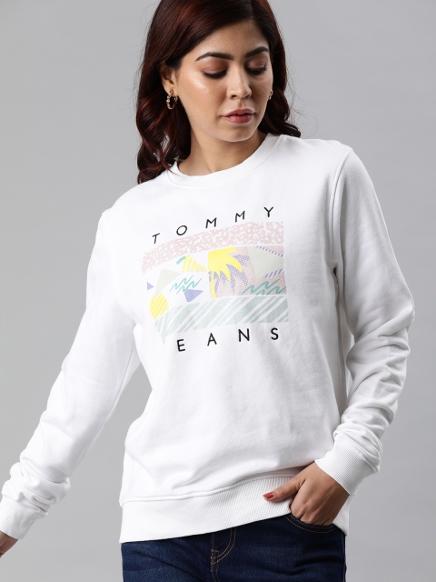

Tommy Hilfiger Women White Embroidered Pullover Sweatshirt