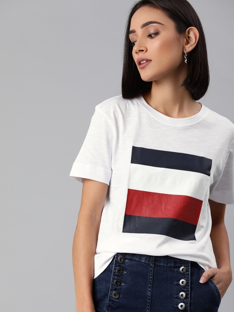 

Tommy Hilfiger Women White Printed Round Neck T-shirt