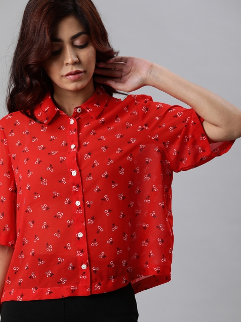 

Tommy Hilfiger Women Red & White Boxy Floral Printed Casual Shirt