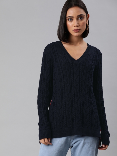 

Tommy Hilfiger Women Navy Blue Solid Pullover Sweater