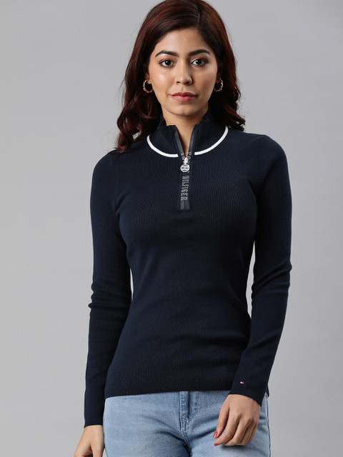 

Tommy Hilfiger Women Navy Blue Solid Pullover Sweater