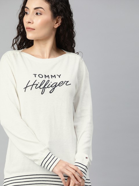 

Tommy Hilfiger Women White Embroidered Pullover Sweater