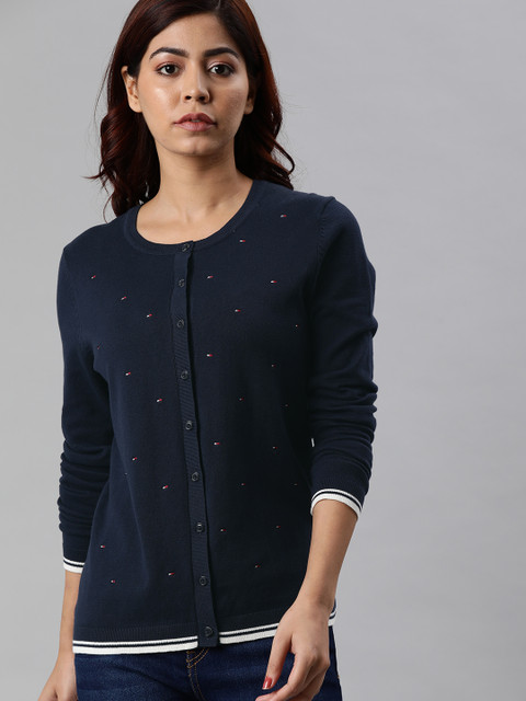 

Tommy Hilfiger Women Navy Blue Solid Cardigan Sweater